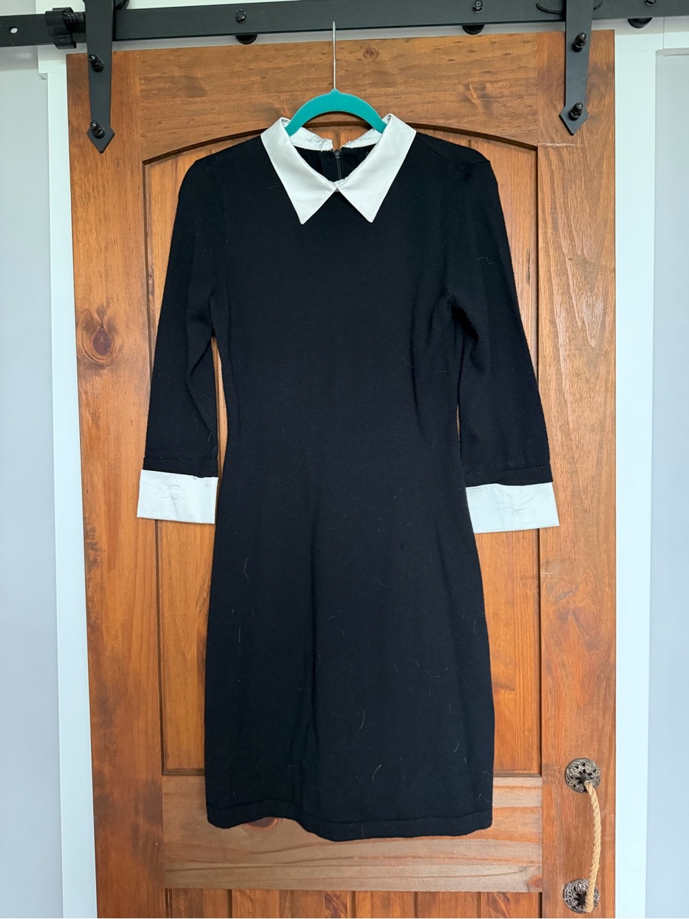Adrienne Vittadini Black Dress with White Collar & Cuffs